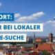 Schriftzug "Standort: Faktor bei lokaler Suche" über Skyline von Berlin