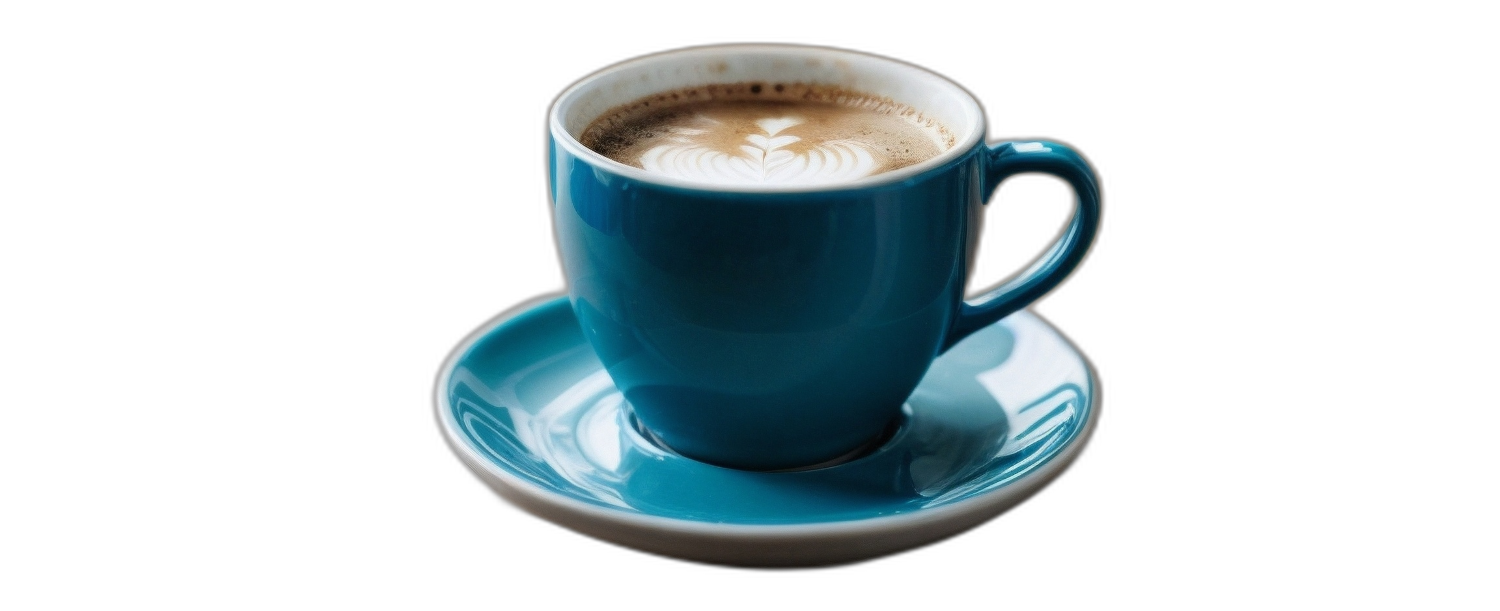 Blaue Kaffeetasse auf transparentem Hintergrund